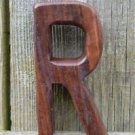 HANDCARVED WOODEN 3 DIMENSIONAL LETTER R SIGN FONT SHELF ART NAME LETTER