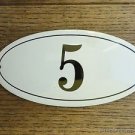 ANTIQUE STYLE ENAMEL DOOR NUMBER 5 HOUSE NUMBER DOOR SIGN PLAQUE