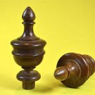 Pair superb 5 inch antique hardwood turned finial furniture clock mirror top F1