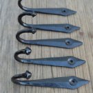 SET OF 5 4.5 INCH BLACK IRON ANCIENT ENGLISH DESIGN COAT HOOKS HANGER HOOK OB4