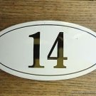 ANTIQUE STYLE ENAMEL DOOR NUMBER 14 HOUSE NUMBER DOOR SIGN PLAQUE
