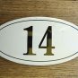 ANTIQUE STYLE ENAMEL DOOR NUMBER 14 HOUSE NUMBER DOOR SIGN PLAQUE