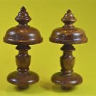 Pair superb 6 1/2 inch antique hardwood turned finial furniture clock mirror F7