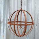 UNUSUAL HANDMADE WROUGHT IRON HANGING CANDLE ORB RIVETED IRON SPHERE LARGE