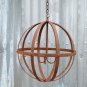 UNUSUAL HANDMADE WROUGHT IRON HANGING CANDLE ORB RIVETED IRON SPHERE LARGE