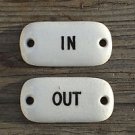 Original Edwardian china IN and OUT door plaque signs W3