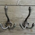 PAIR 1883 ANTIQUE STYLE TRIPLE COAT HOOK CAST IRON HOOK COAT RACK HALLSTAND HOOK