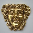 Antique style Bacchus head solid brass furniture mount ormalu god of wine H5