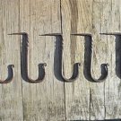 Set of 5 large twisted wrought iron medieval hanging hooks dresser hook MM3
