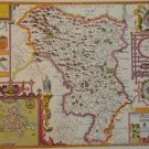OLD COPY OF JOHN SPEED MAP OF DERBYSHIRE DERBY TOWN PLAN 1610 BUXTON