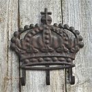 BEAUTIFUL DISTRESSED METAL CROWN 3 HOOK RACK HANGING HOOKS COATRACK