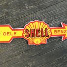 QUALITY ENAMEL YELLOW SHELL ARROW SIGN PLAQUE VINTAGE STYLE GARAGE WALL BENZIN