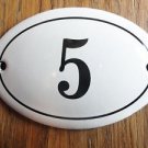 SMALL ANTIQUE STYLE ENAMEL DOOR NUMBER 5 SIGN PLAQUE HOUSE NUMBER FURNITURESIGN