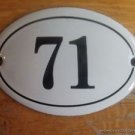 SMALL ANTIQUE STYLE ENAMEL DOOR NUMBER 71 SIGN PLAQUE HOUSE NUMBER FURNITURESIGN