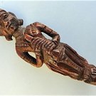 BEAUTIFUL ANTIQUE CARVED WOODEN MUSICIAN FIGURE INDIAN WOMAN WOOD CARVING M5
