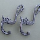PAIR OF BEAUTIFUL ARTS AND CRAFTS STORK HOOK CAST IRON COAT BIRD COATHOOK RACK