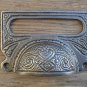 A LARGE EDWARDIAN PATTERNED CAST IRON LABEL FRAME HANDLE FILING DRAWER PULL CB10