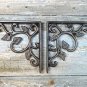 PAIR OF ARTS AND CRAFTS LEAF CAST IRON SHELF BRACKETS SHELVING SHELVES
