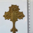 Original antique pressed brass furniture mount mirror cartouche emblem T1