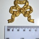 Original antique cast brass ribbon furniture mount mirror cartouche emblem RM3