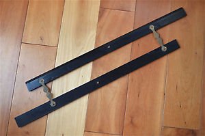 Large original antique ebony & brass parallel ruler navigational instrument 2