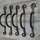 Set of 5 iron spiral door pull handle folk art hand wrought barn pull BL13