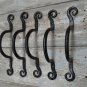 Set of 5 iron spiral door pull handle folk art hand wrought barn pull BL13
