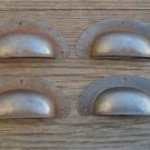 SET OF 4 ANTIQUE PRESSED AGED STEEL DRAWER HANDLE FILING INDUSTRIAL PULL CB11