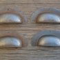 SET OF 4 ANTIQUE PRESSED AGED STEEL DRAWER HANDLE FILING INDUSTRIAL PULL CB11