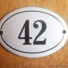 SMALL ANTIQUE STYLE ENAMEL DOOR NUMBER 42 SIGN PLAQUE HOUSE NUMBER FURNITURESIGN