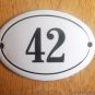 SMALL ANTIQUE STYLE ENAMEL DOOR NUMBER 42 SIGN PLAQUE HOUSE NUMBER FURNITURESIGN