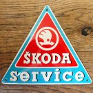 SUPERB VINTAGE TRIANGULAR SKODA SERVICE ENAMEL METAL SIGN PLAQUE