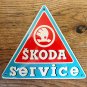 SUPERB VINTAGE TRIANGULAR SKODA SERVICE ENAMEL METAL SIGN PLAQUE