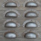 SET OF 8 ANTIQUE PRESSED AGED STEEL DRAWER HANDLE FILING INDUSTRIAL PULL CB21