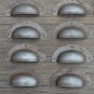 SET OF 8 ANTIQUE PRESSED AGED STEEL DRAWER HANDLE FILING INDUSTRIAL PULL CB21