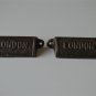 Pair vintage cast iron London drawer pull handle chest LON