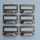 SET OF 6 STEEL FILING CABINET LABEL HANDLES FILE DRAWER HANDLE FURNITURE FD1