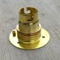 BRASS BAYONET B22 WOODEN LAMP BULB HOLDER LAMP HOLDER EARTHED C/W SHADE RING 9E