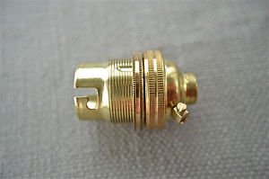 BRASS BAYONET FITTING BULB HOLDER LAMP HOLDER EARTHED WITH SHADE RING 10MM L2