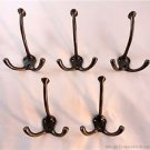 SET OF 5 LOVELY CLASSIC ANTIQUE STYLE CAST IRON TRIPLE COAT HOOK COATHOOK T1