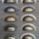 A SET OF 10 ANTIQUE PRESSED AGED BRASS DRAWER HANDLE FILING INDUSTRIAL 3" CB22