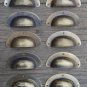 A SET OF 10 ANTIQUE PRESSED AGED BRASS DRAWER HANDLE FILING INDUSTRIAL 3" CB22