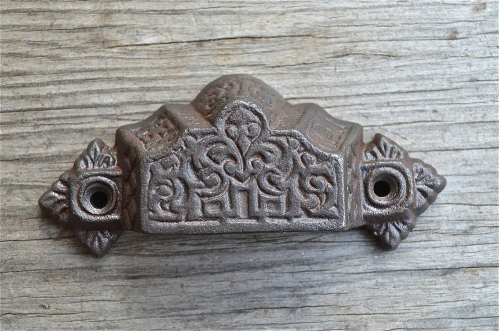 Victorian Gothic Revival cast iron drawer pull furniture handle AL7