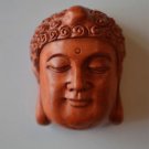 HAND CARVED WOODEN LUCKY EASTERN BUDDHA HEAD ORIENTAL NETSUKE WOOD CARVING LM7