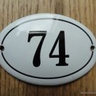SMALL ANTIQUE STYLE ENAMEL DOOR NUMBER 74 SIGN PLAQUE HOUSE NUMBER FURNITURESIGN