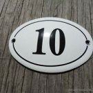 SMALL ANTIQUE STYLE ENAMEL DOOR NUMBER 10 SIGN PLAQUE HOUSE NUMBER FURNITURESIGN
