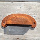 OLD RUSTY CAST IRON FURNITURE CUP HANDLE PINE DRESSER HANDLE PULL