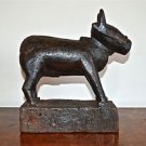 Antique carved wooden cow childs toy holy cow deity folk art wood sculpture 1