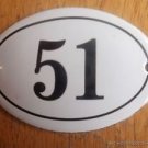 SMALL ANTIQUE STYLE ENAMEL DOOR NUMBER 51 SIGN PLAQUE HOUSE NUMBER FURNITURESIGN