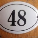 SMALL ANTIQUE STYLE ENAMEL DOOR NUMBER 48 SIGN PLAQUE HOUSE NUMBER FURNITURESIGN